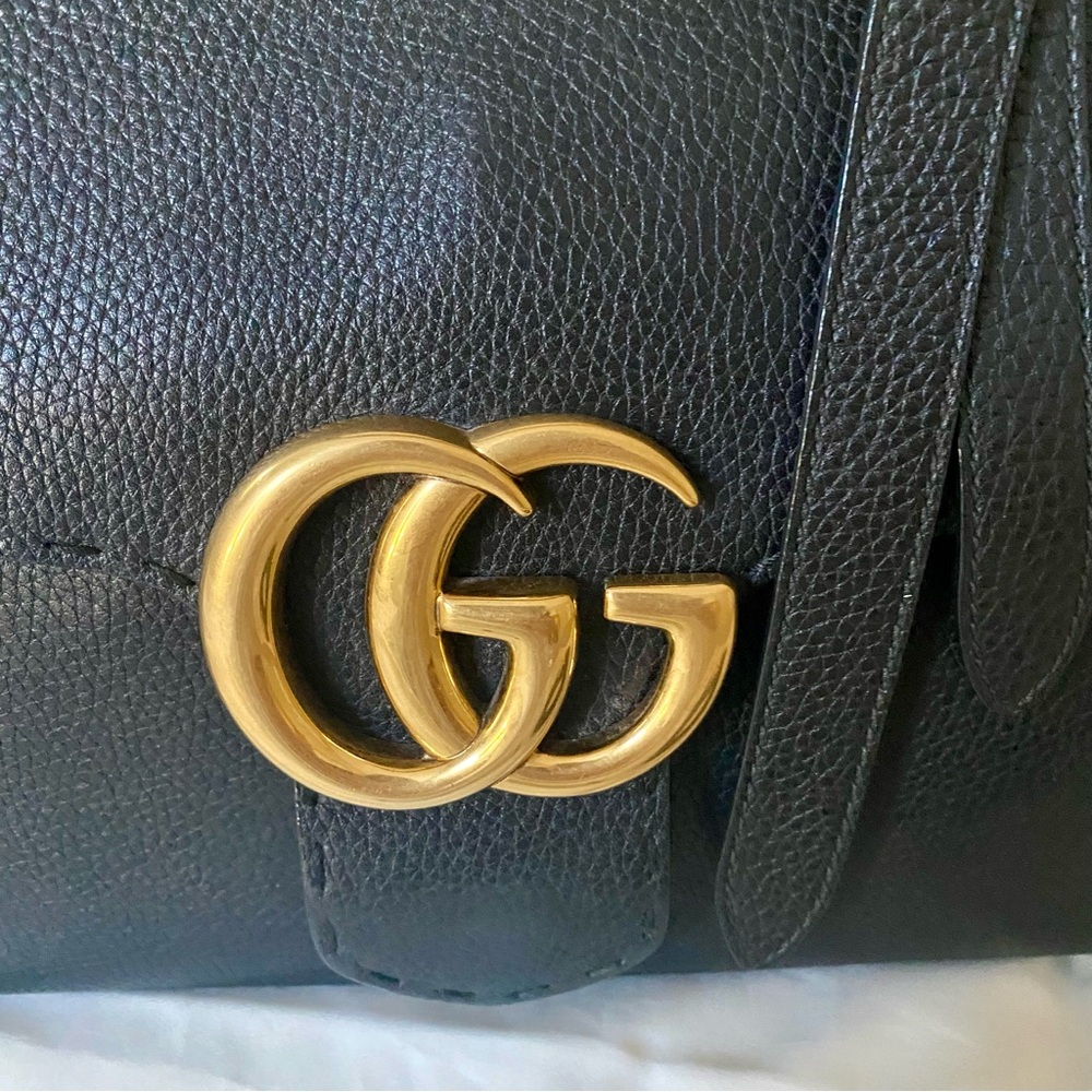 GUCCI GG MARMONT LEATHER TOP HANDLE BAG 421890 BLACK - Picture 7 of 15